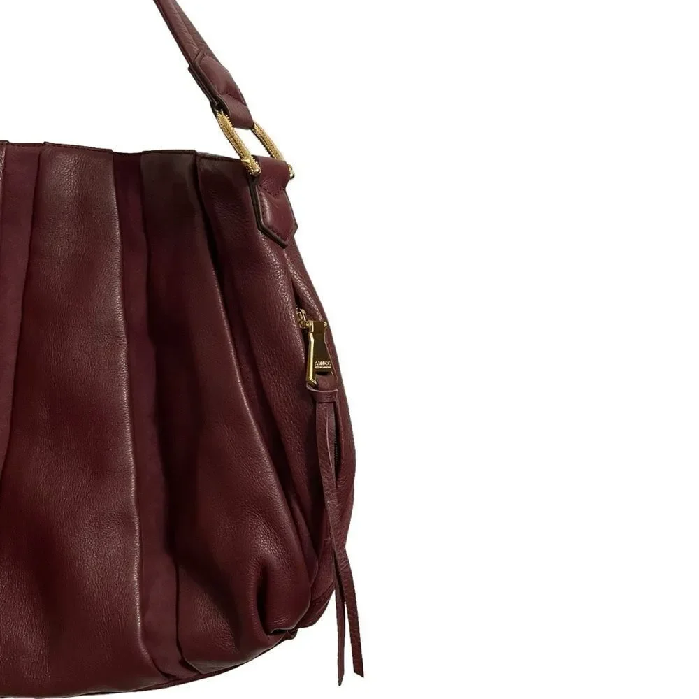 Aimee Kestenberg Tuscany Burgendy Pebble Leather Hobo Bag